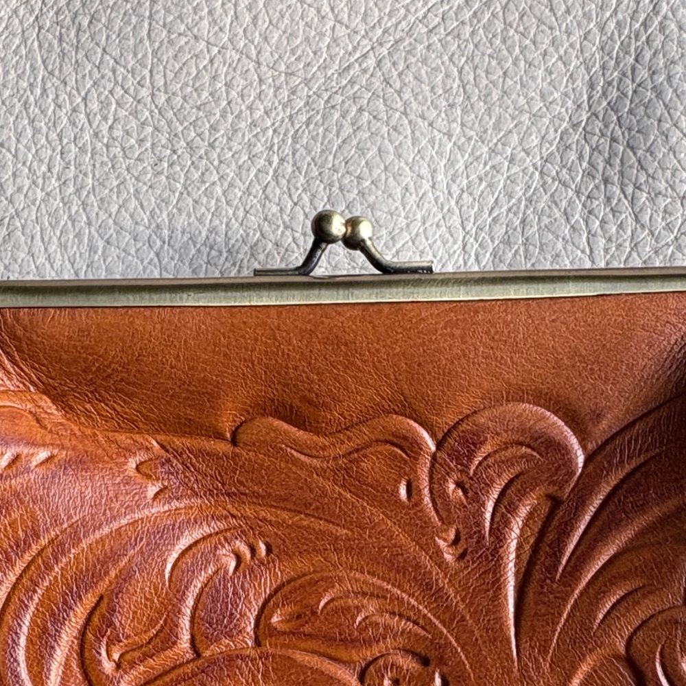 Patricia Nash Embossed Leather Kiss-Lock Clutch - Brown - Picture 7 of 7